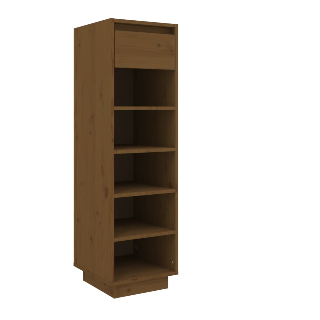 Étagère à chaussures marron miel 30x34x105 cm en bois de pin massif