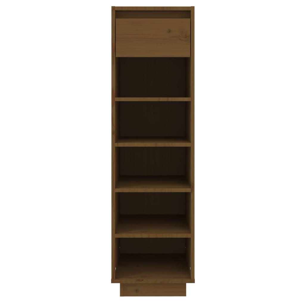 Étagère à chaussures marron miel 30x34x105 cm en bois de pin massif