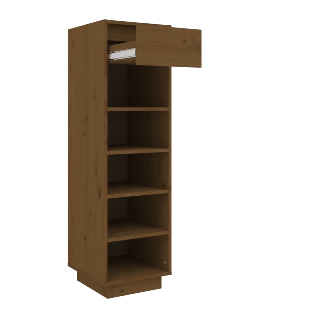 Étagère à chaussures marron miel 30x34x105 cm en bois de pin massif