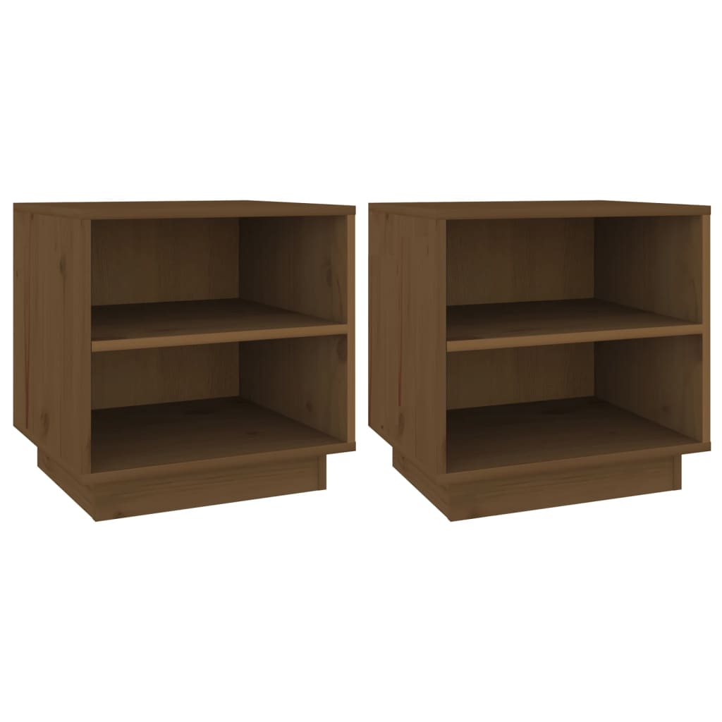 Tables de chevet 2 pcs. marron miel 40x34x40 cm en bois de pin massif