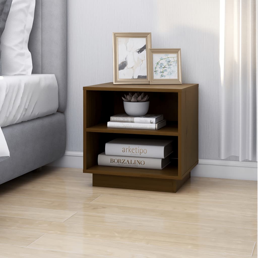Tables de chevet 2 pcs. marron miel 40x34x40 cm en bois de pin massif