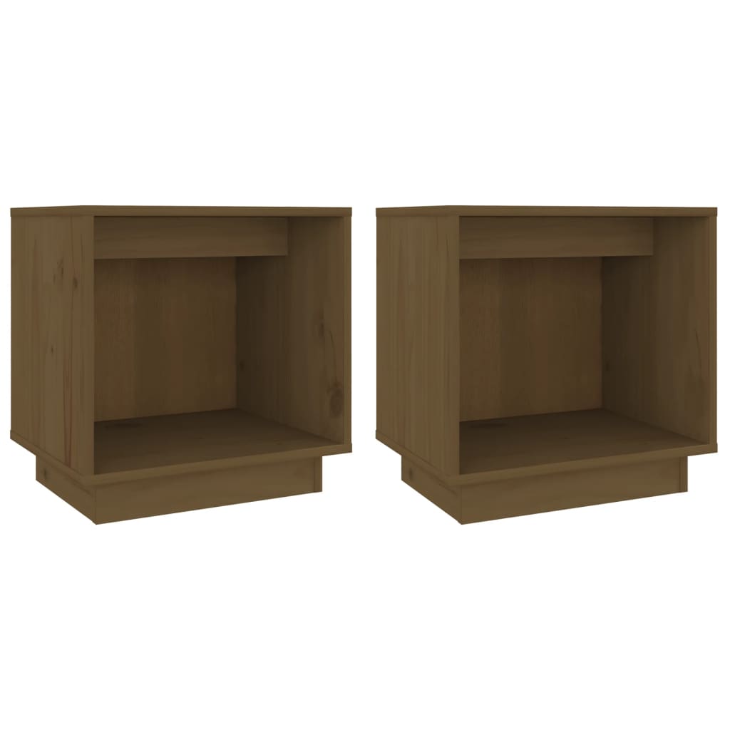 Tables de chevet 2 pcs. marron miel 40x30x40 cm en bois de pin massif