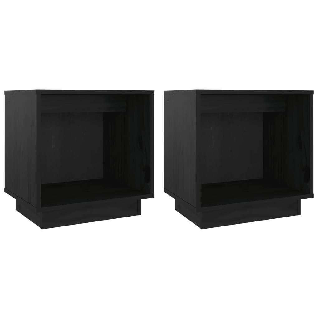 Tables de chevet 2 pcs. Noir 40x30x40 cm en bois de pin massif
