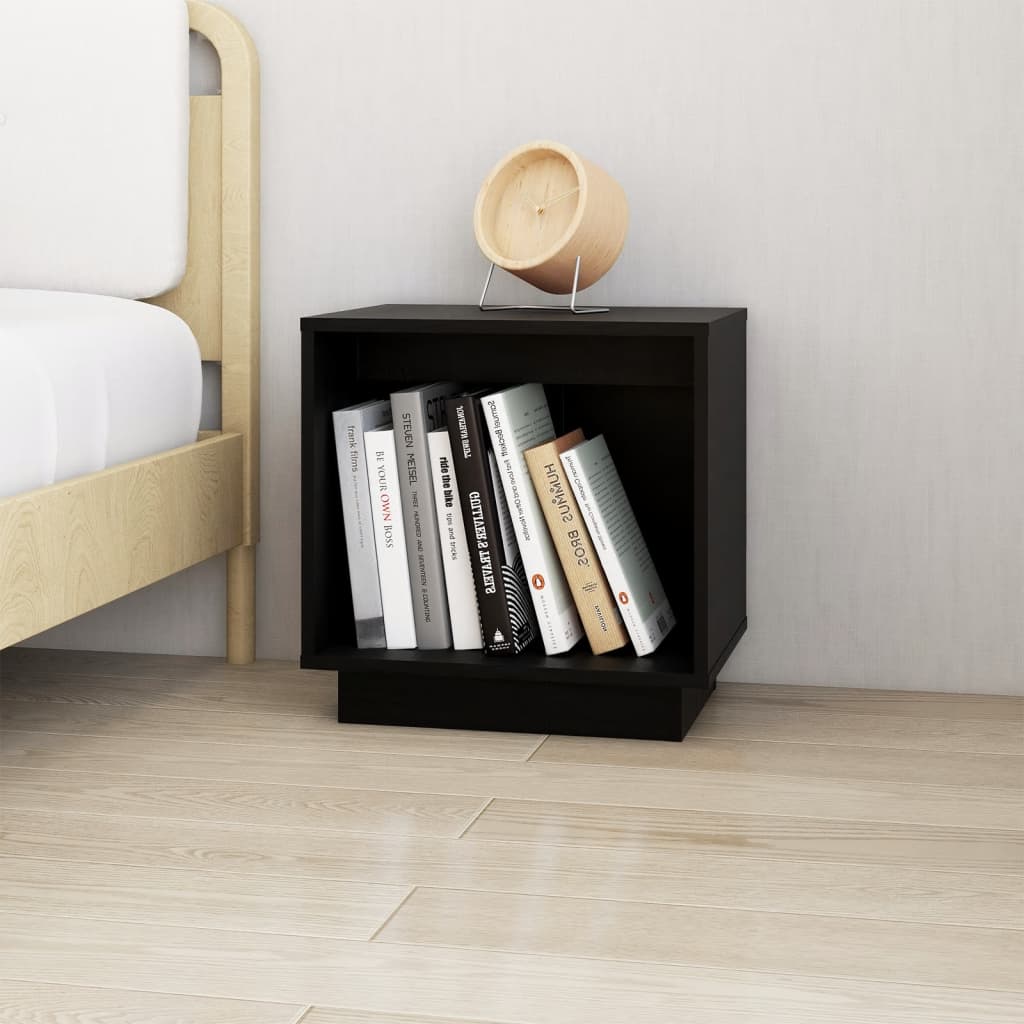 Tables de chevet 2 pcs. Noir 40x30x40 cm en bois de pin massif