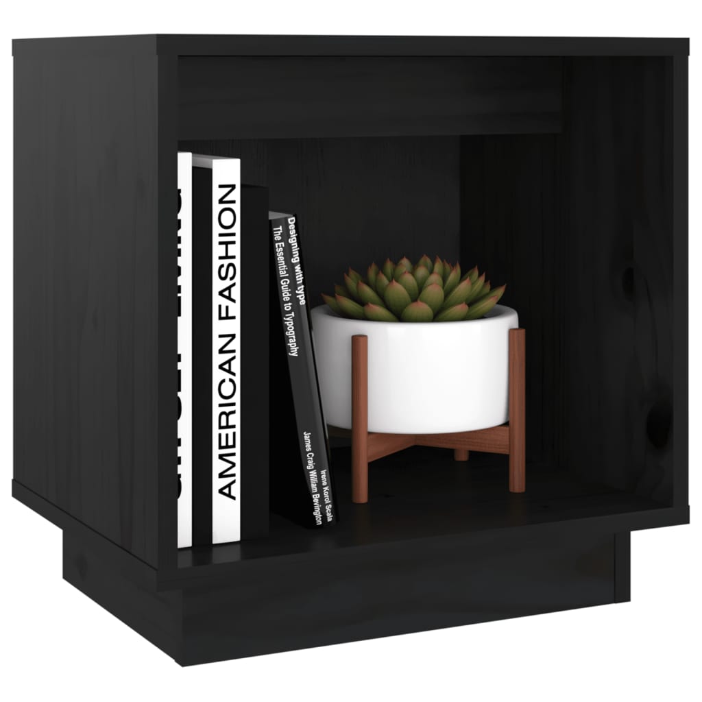 Tables de chevet 2 pcs. Noir 40x30x40 cm en bois de pin massif