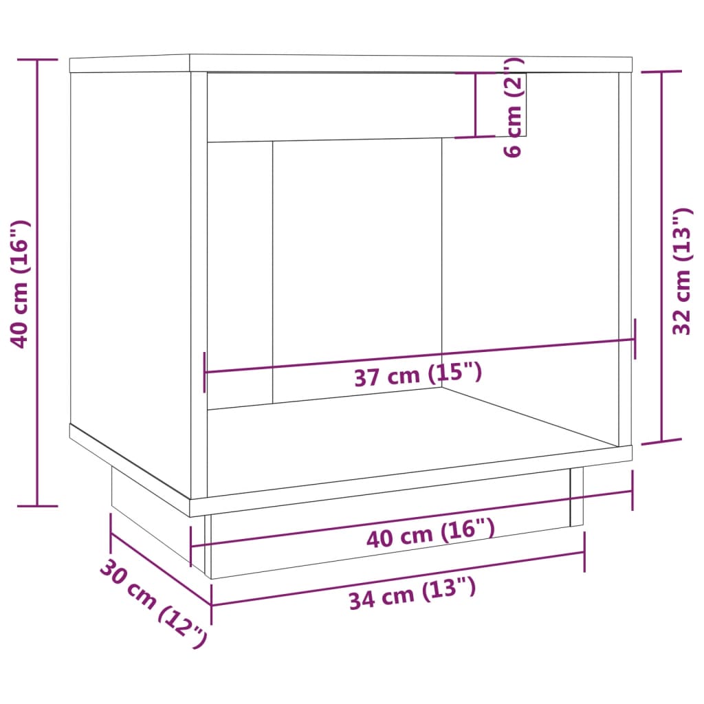 Tables de chevet 2 pcs. Noir 40x30x40 cm en bois de pin massif