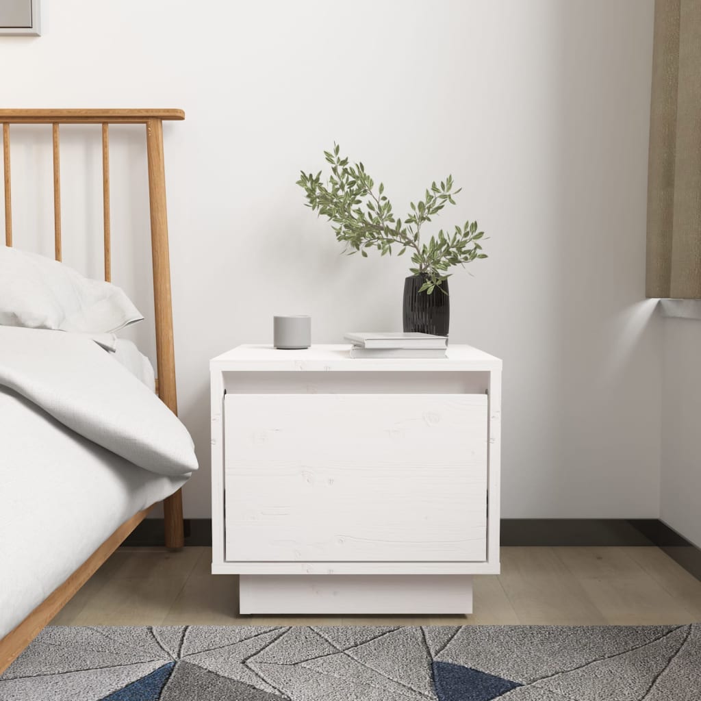 Tables de chevet 2 pcs. Blanc 35x34x32 cm bois de pin massif