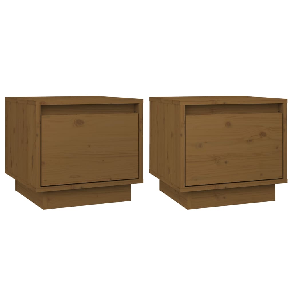 Tables de chevet 2 pcs. Brun miel 35x34x32 cm en bois de pin massif