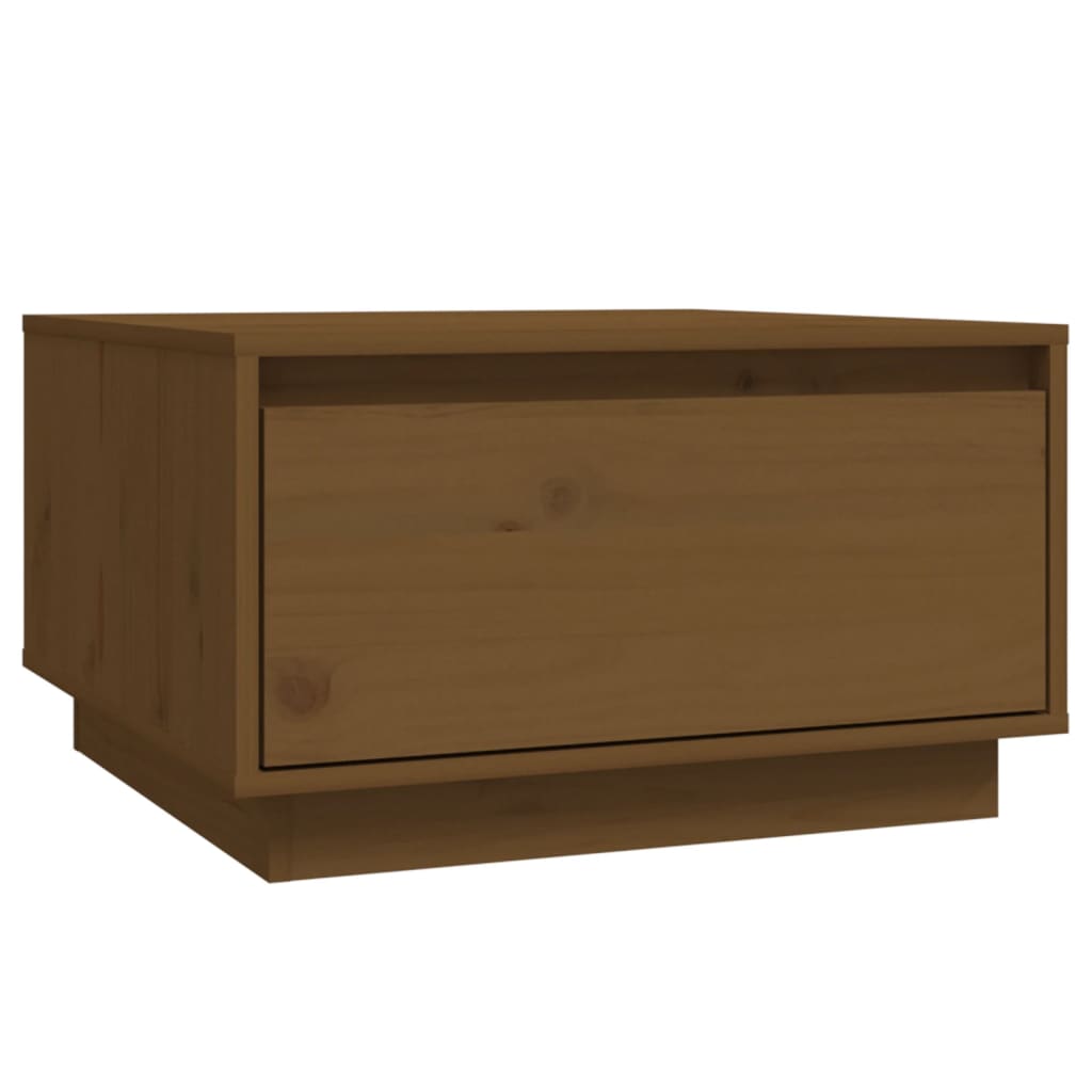 Table basse marron miel 55x56x32 cm en bois de pin massif