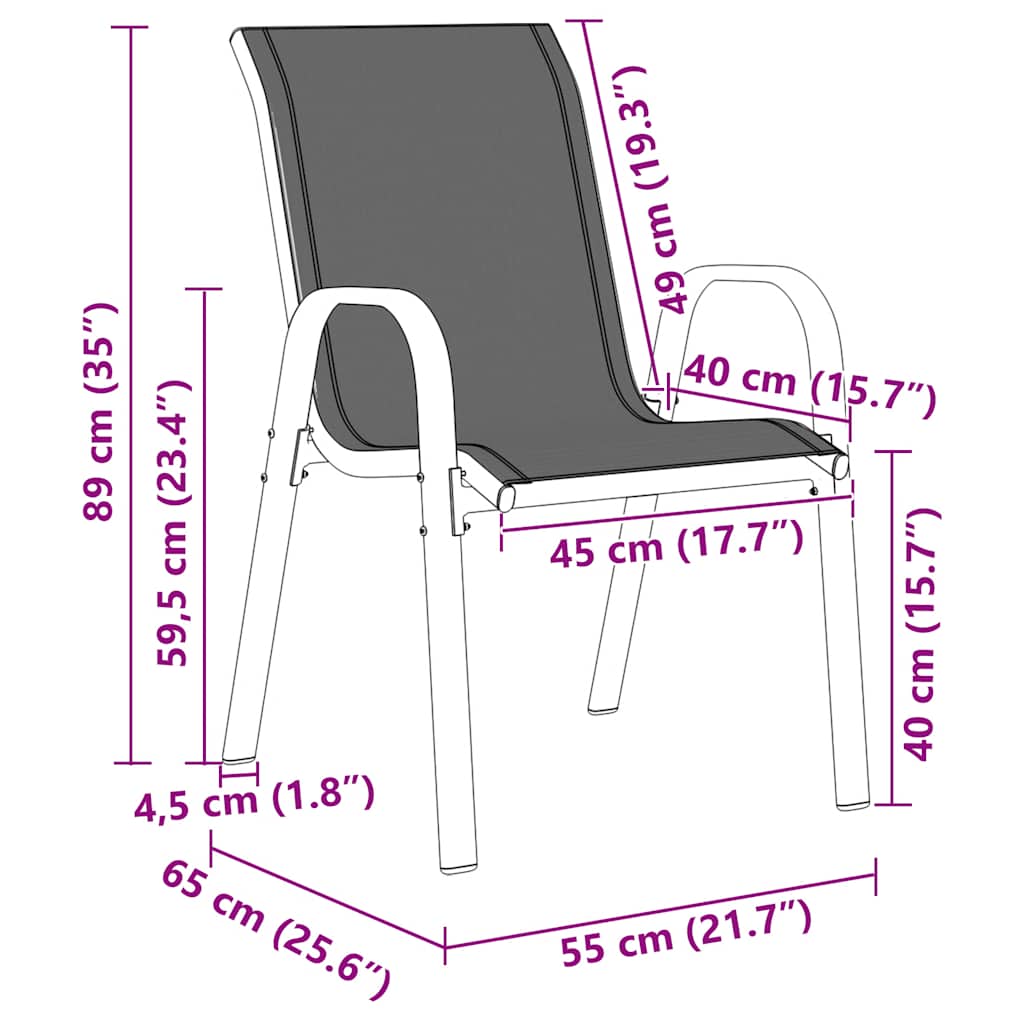 Stapelbare Gartenstühle 4 Stk. Braun Textilene