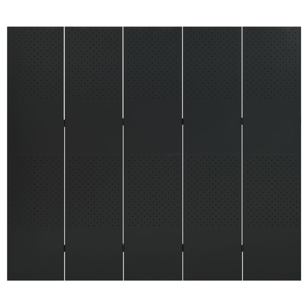 5-tlg. Raumteiler 2 Stk. Schwarz 200x180 cm Stahl