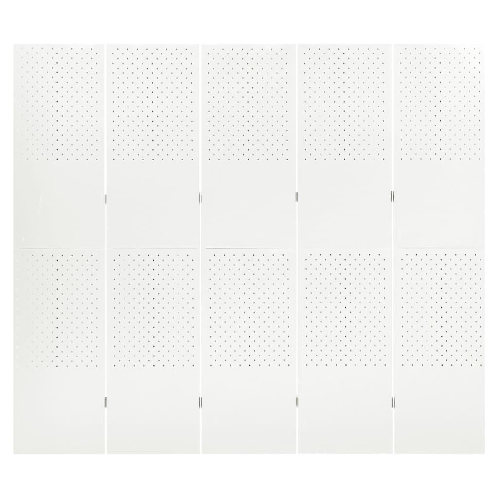 5-tlg. Raumteiler 2 Stk. Weiß 200x180 cm Stahl
