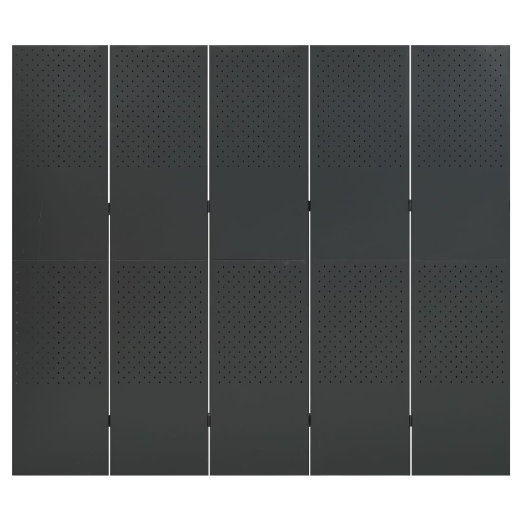5-tlg. Raumteiler 2 Stk. Anthrazit 200x180 cm Stahl