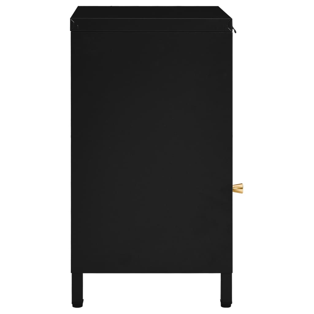 Tables de chevet, lot de 2, noir, 40 x 30 x 54,5 cm, acier et verre
