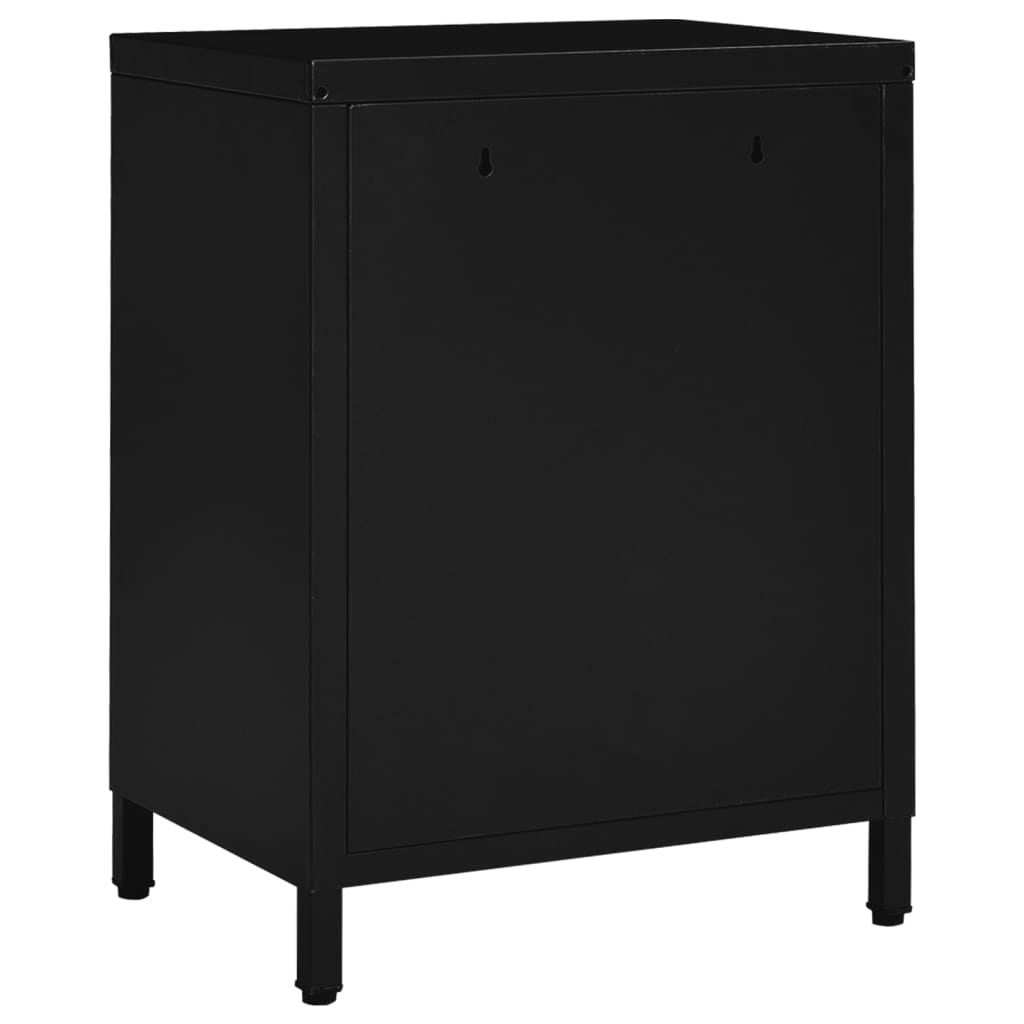 Tables de chevet, lot de 2, noir, 40 x 30 x 54,5 cm, acier et verre