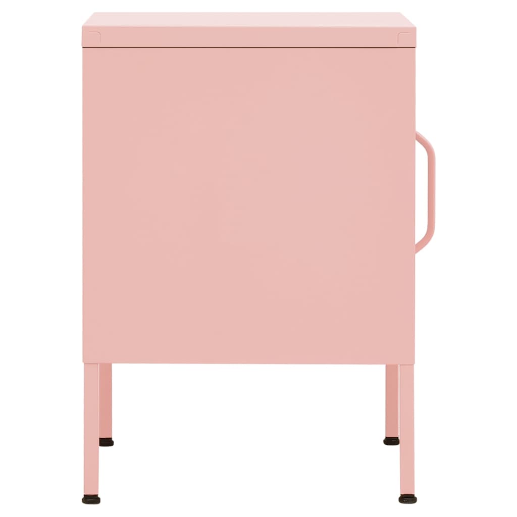 Tables de chevet, lot de 2, rose, 35 x 35 x 51 cm, acier