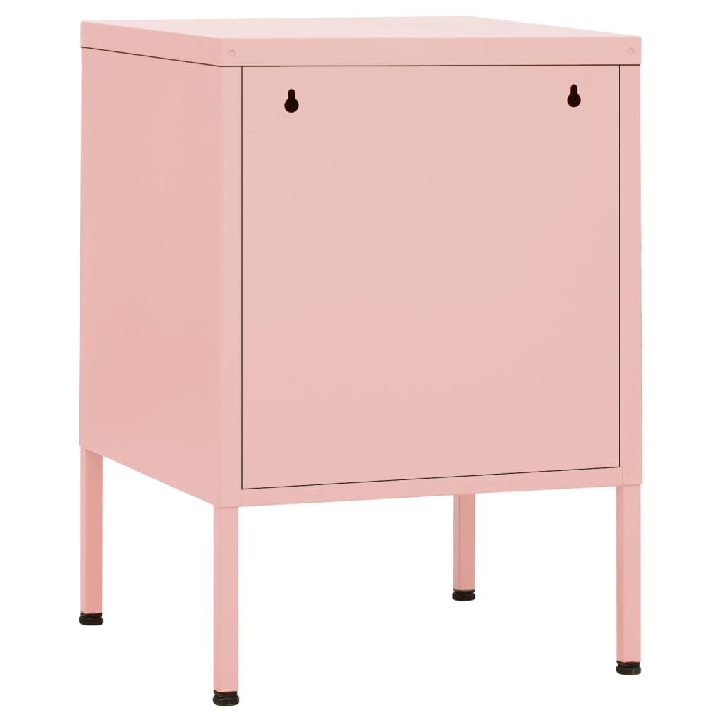 Tables de chevet, lot de 2, rose, 35 x 35 x 51 cm, acier