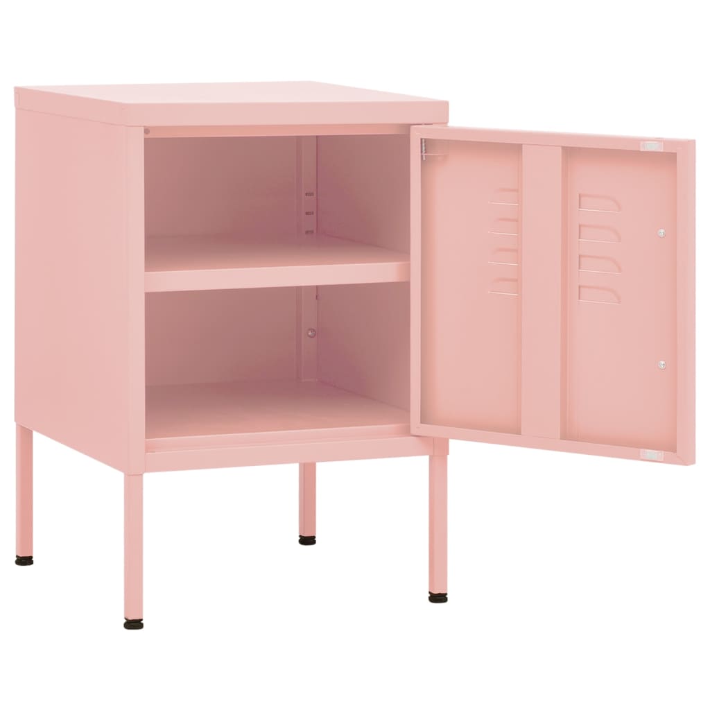 Tables de chevet, lot de 2, rose, 35 x 35 x 51 cm, acier