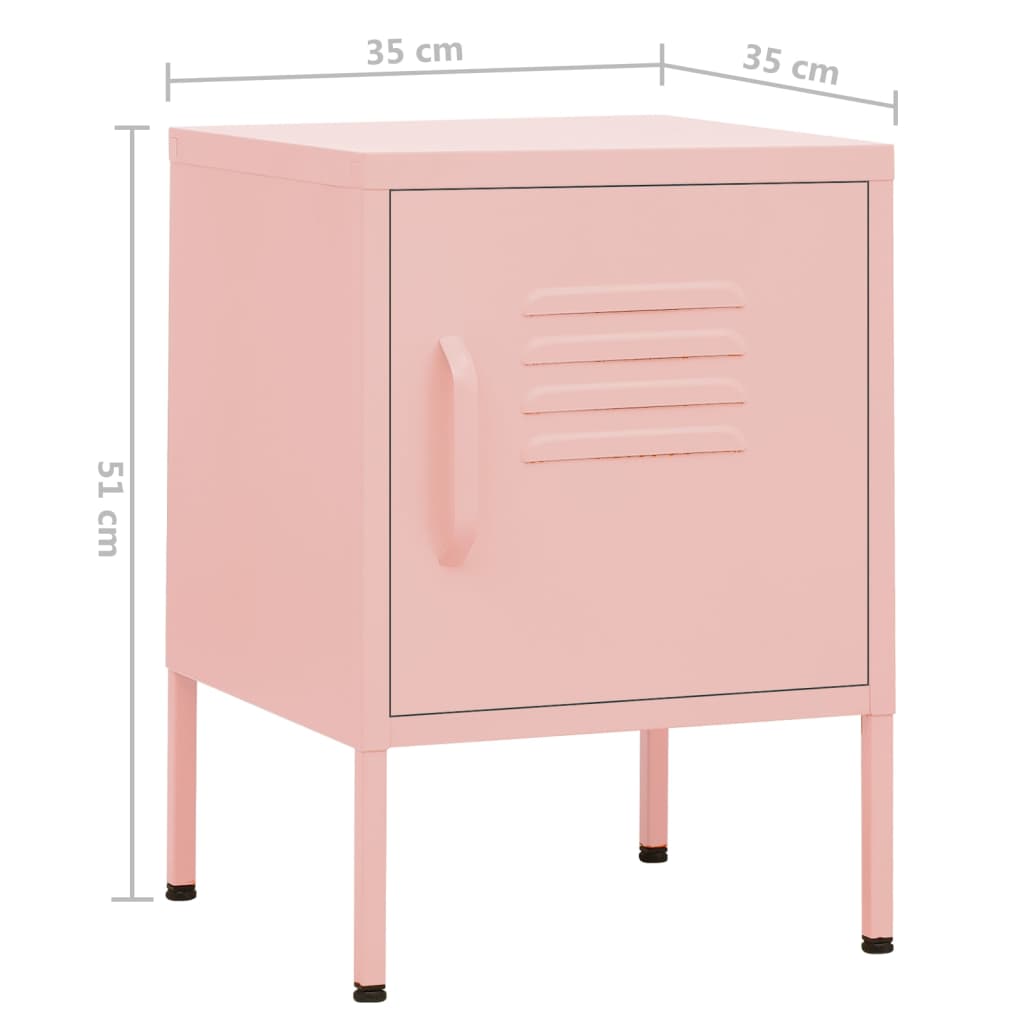 Tables de chevet, lot de 2, rose, 35 x 35 x 51 cm, acier