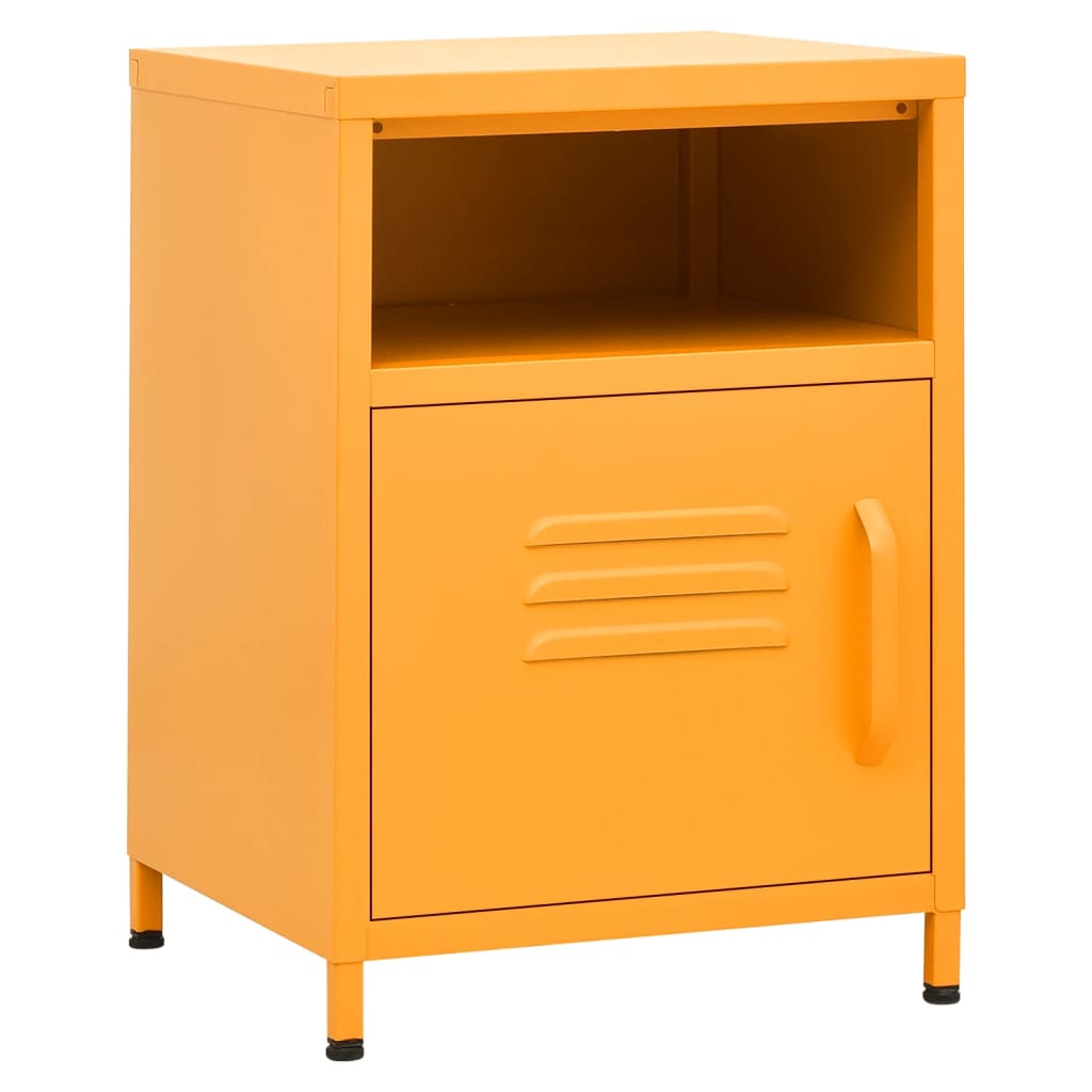 Tables de chevet, lot de 2, acier, jaune moutarde, 35 x 35 x 51 cm