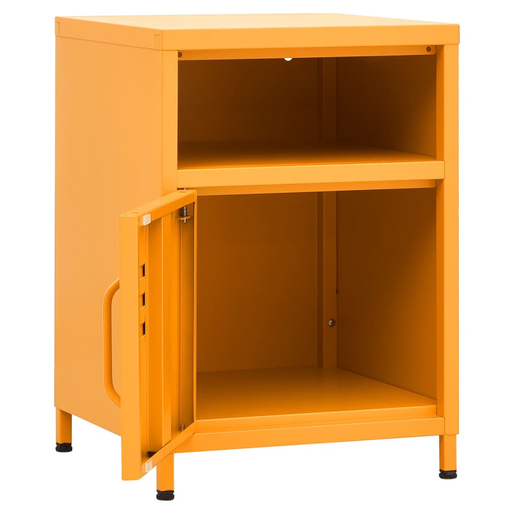 Tables de chevet, lot de 2, acier, jaune moutarde, 35 x 35 x 51 cm