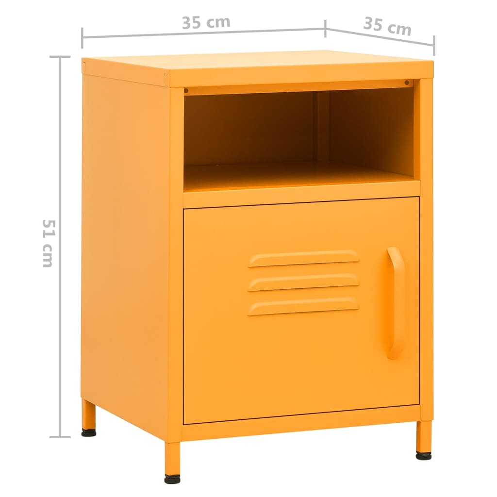 Tables de chevet, lot de 2, acier, jaune moutarde, 35 x 35 x 51 cm