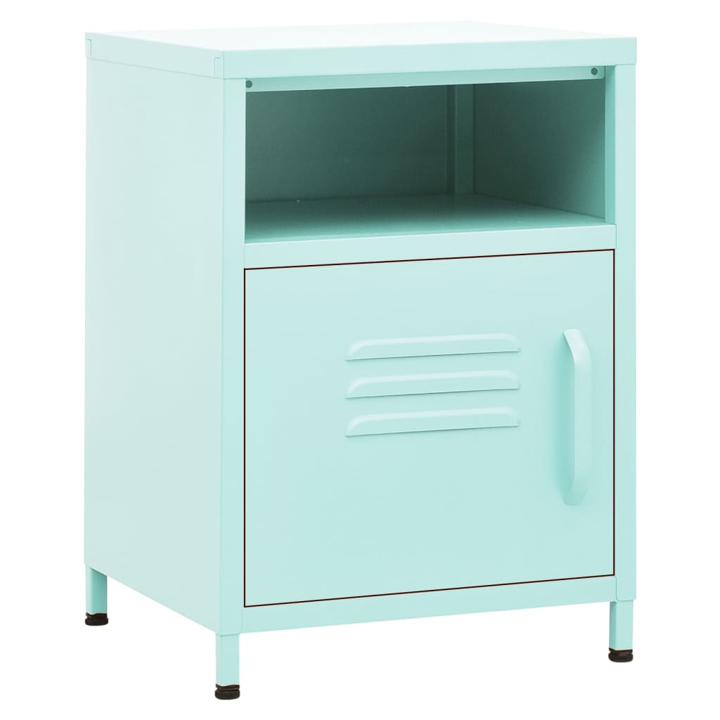 Tables de chevet, lot de 2, vert menthe, 35 x 35 x 51 cm, acier
