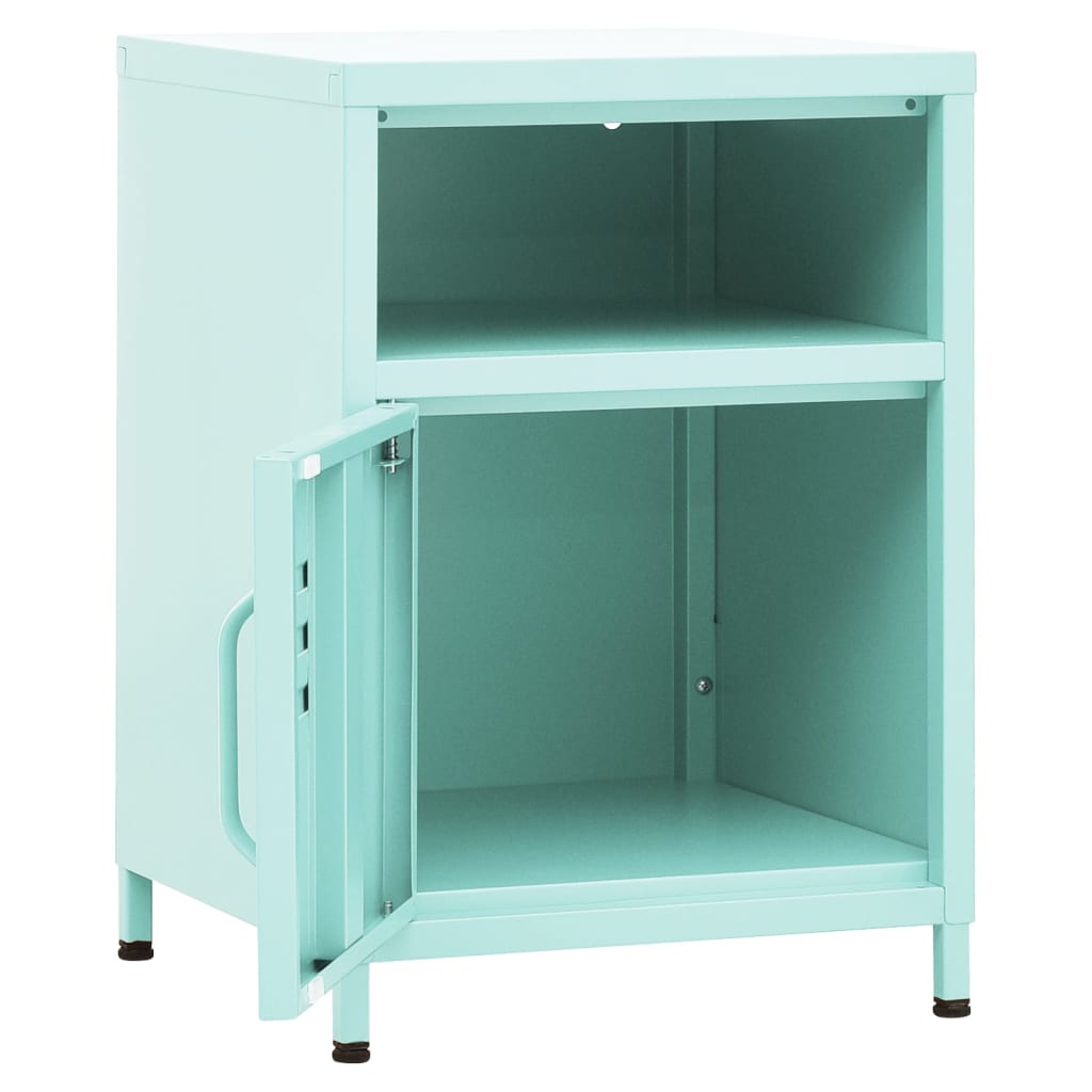Tables de chevet, lot de 2, vert menthe, 35 x 35 x 51 cm, acier