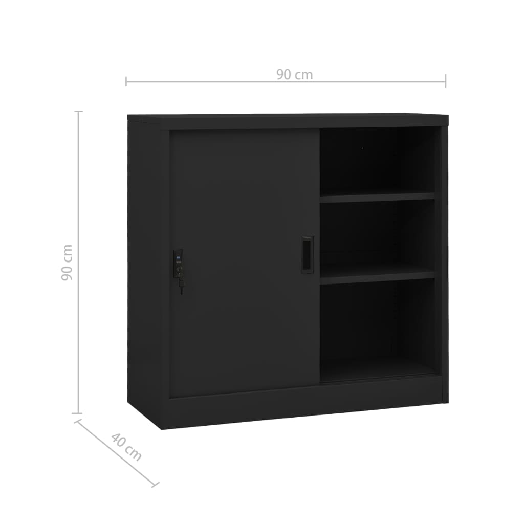 Cabinet with sliding doors & planter anthracite steel