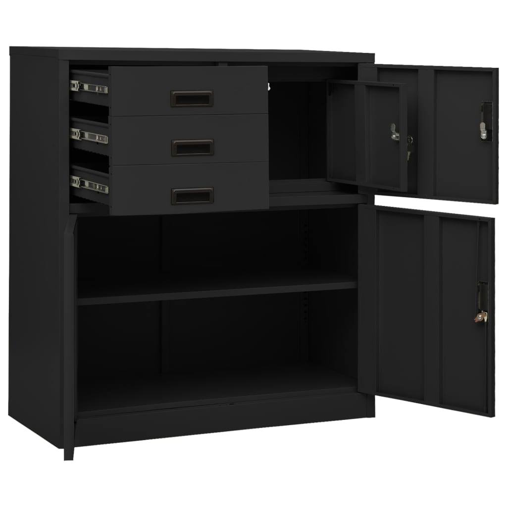 Armoire de bureau avec jardinière anthracite 90x40x125 cm acier