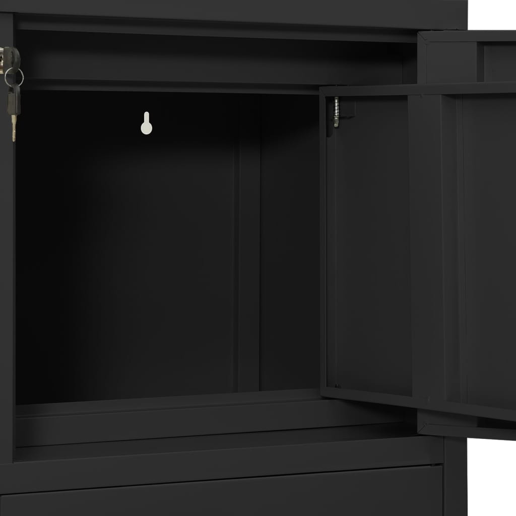 Armoire de bureau avec jardinière anthracite 90x40x125 cm acier