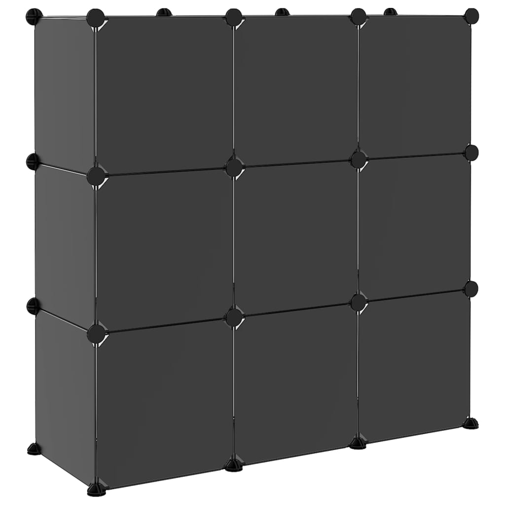 Système d'étagères avec 9 cubes et portes en PP noir