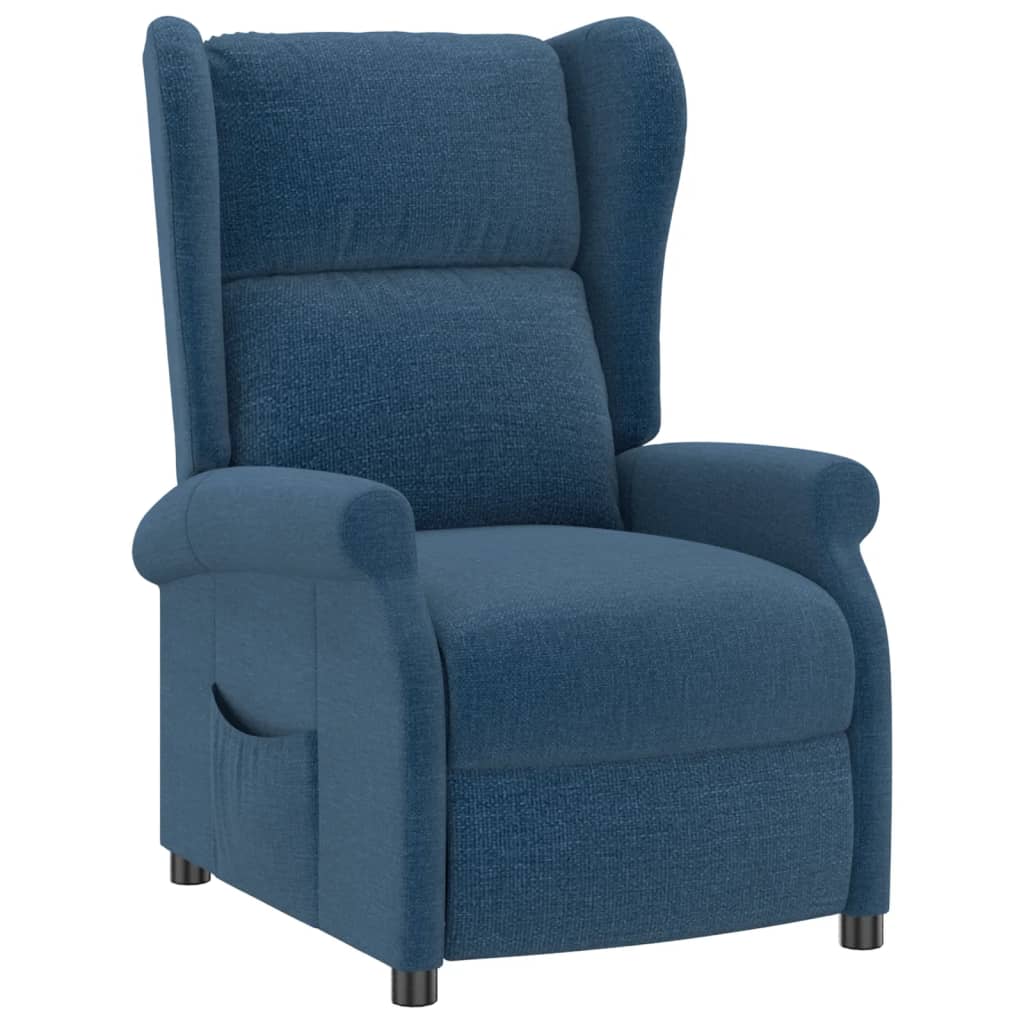 Ohrensessel mit Relaxfunktion Blau Stoff