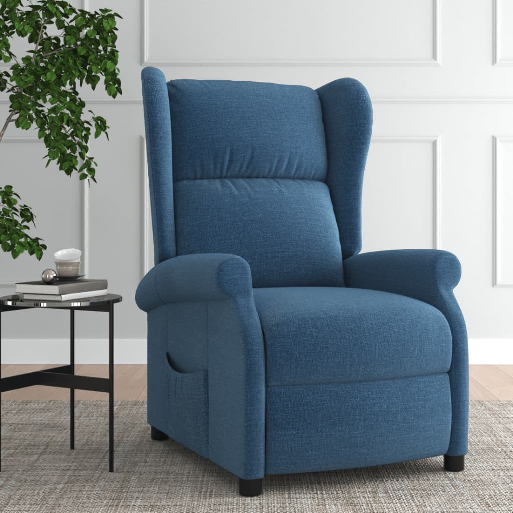Ohrensessel mit Relaxfunktion Blau Stoff