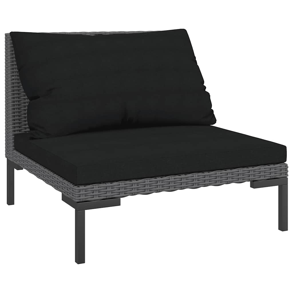 Gartensofa mit Kissen Halbrundes Poly Rattan