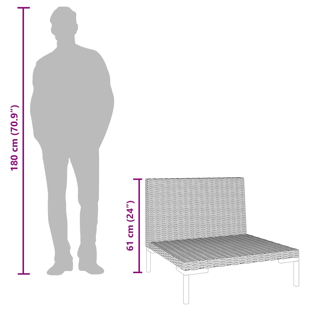 Gartensofa mit Kissen Halbrundes Poly Rattan