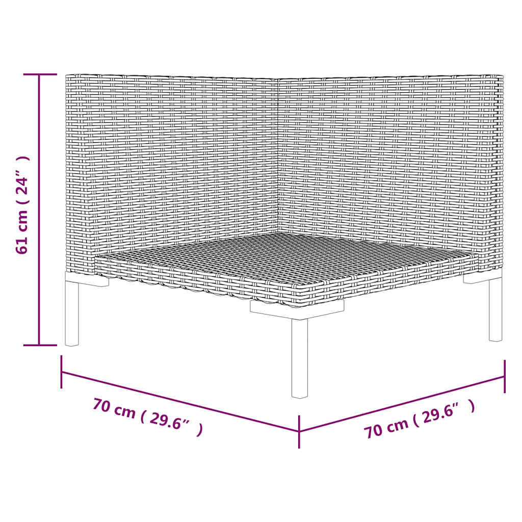 Gartensofa mit Kissen Halbrundes Poly Rattan