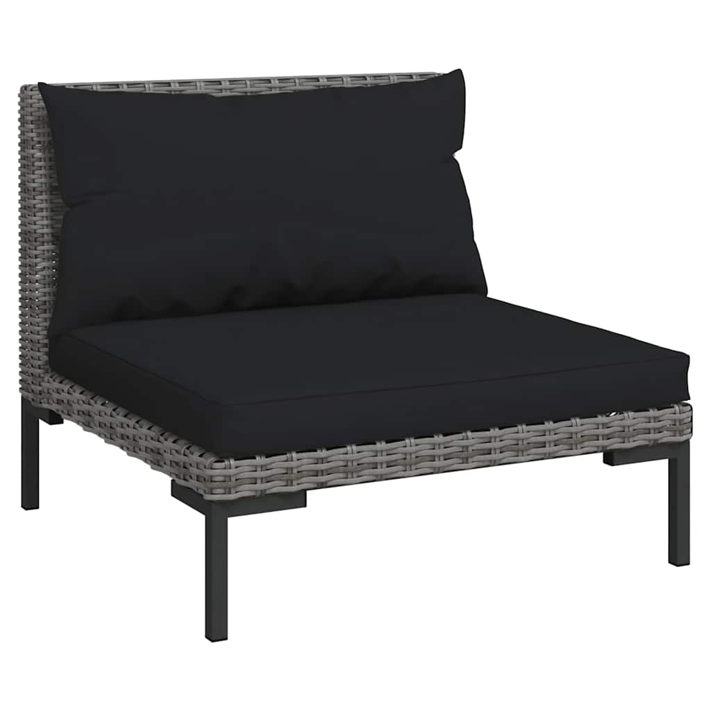 Gartensofas 3 Stk. mit Kissen Halbrundes Poly Rattan