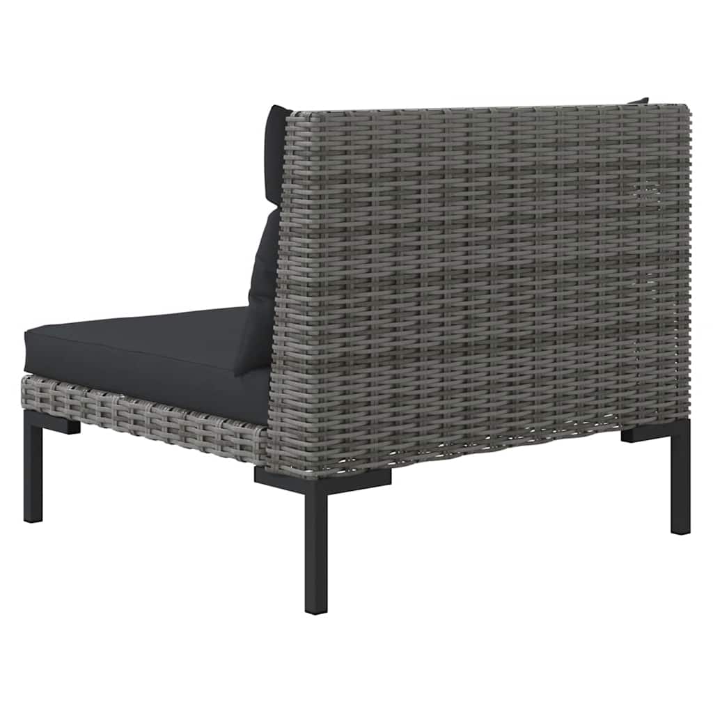 Gartensofas 3 Stk. mit Kissen Halbrundes Poly Rattan