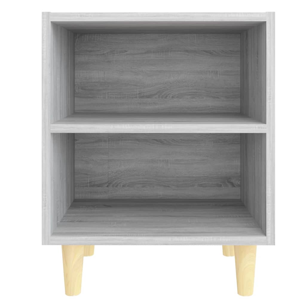 Nachttische mit Massivholz-Beinen 2 Stk. Grau Sonoma 40x30x50cm