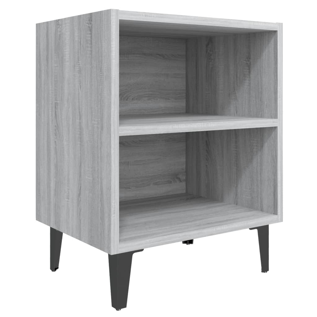 Bedside table with metal legs Gray Sonoma 40x30x50 cm