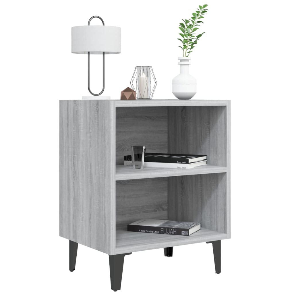 Bedside table with metal legs Gray Sonoma 40x30x50 cm