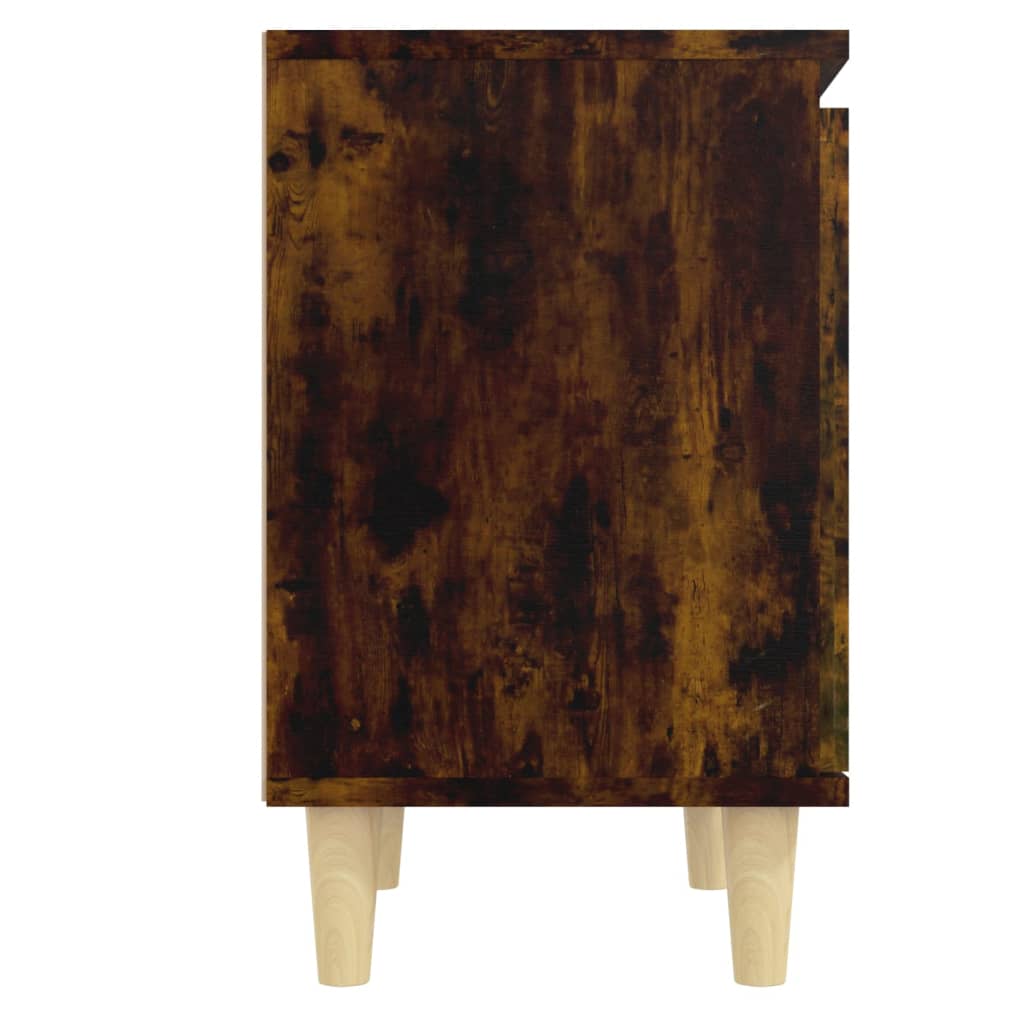 Bedside table with solid wood legs smoked oak 40x30x50 cm