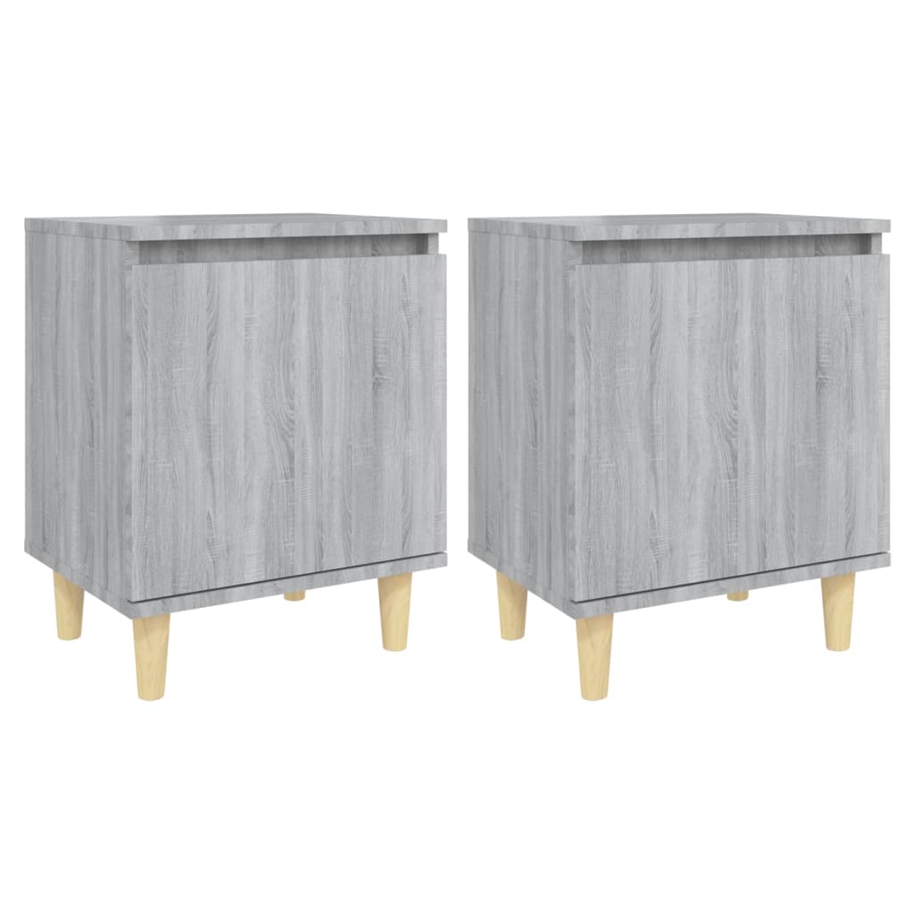 Nachttische mit Massivholz-Beinen 2 Stk. Grau Sonoma 40x30x50cm