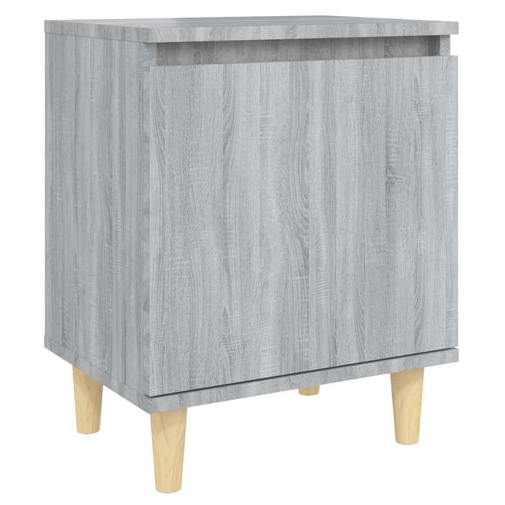 Nachttische mit Massivholz-Beinen 2 Stk. Grau Sonoma 40x30x50cm