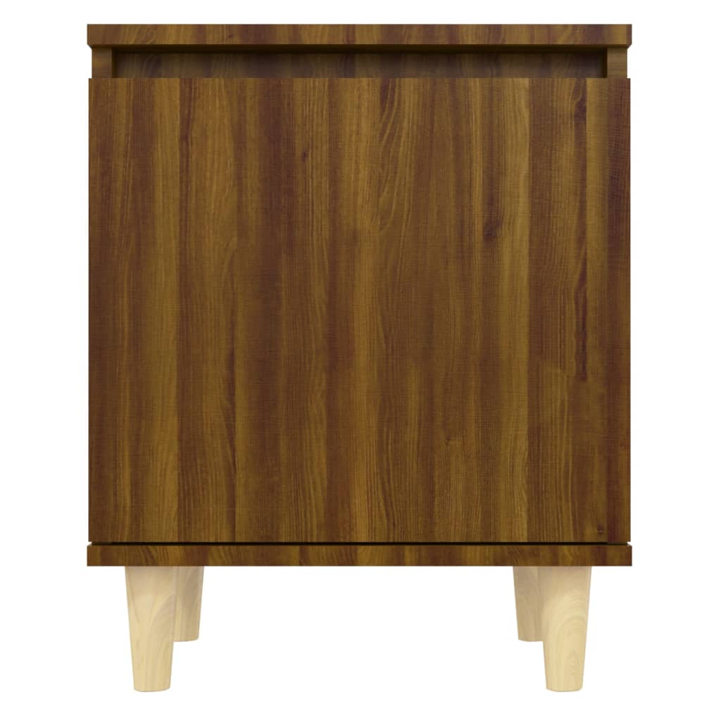 Bedside table with solid wood legs brown oak look 40x30x50cm
