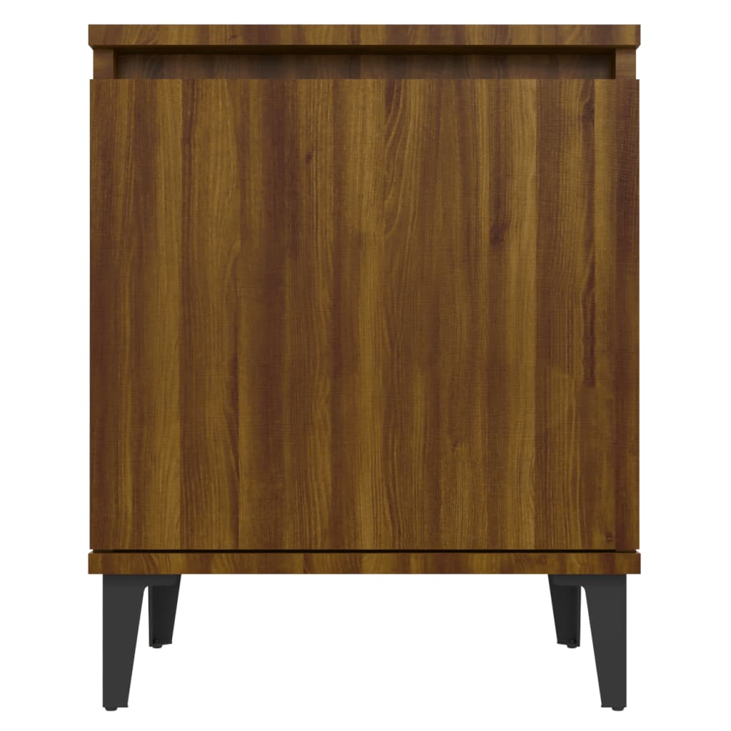 Bedside table with metal legs brown oak look 40x30x50 cm