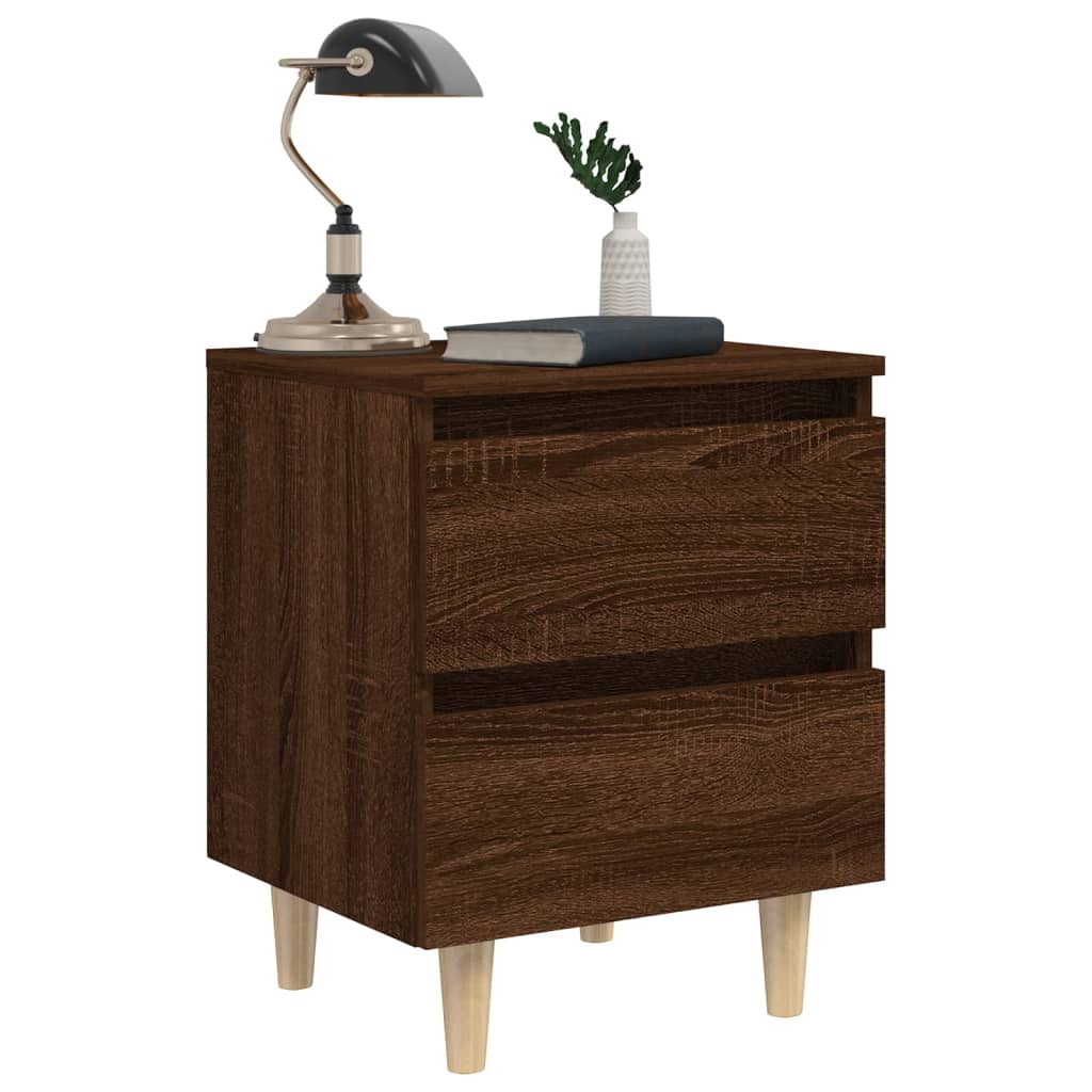 Nachttische mit Massivholz-Beinen 2 Stk. Braun Eiche 40x35x50cm