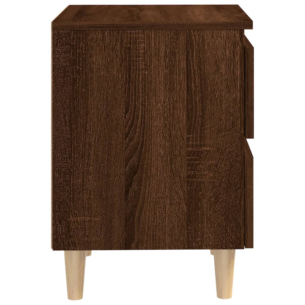 Nachttische mit Massivholz-Beinen 2 Stk. Braun Eiche 40x35x50cm