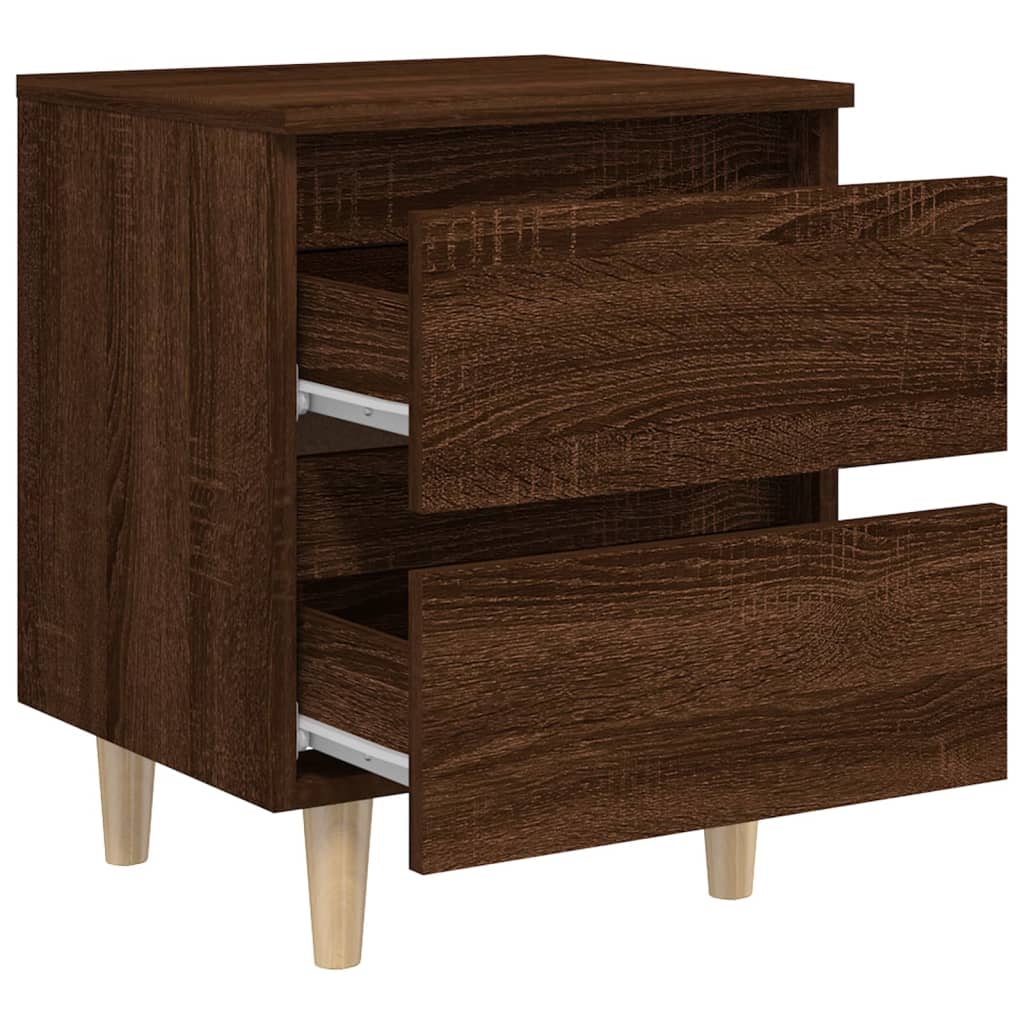 Nachttische mit Massivholz-Beinen 2 Stk. Braun Eiche 40x35x50cm